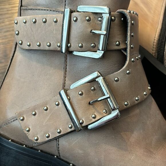 Charles David Italy Gray Leather Moto Boots Size 37 / excellent - Picture 10 of 10